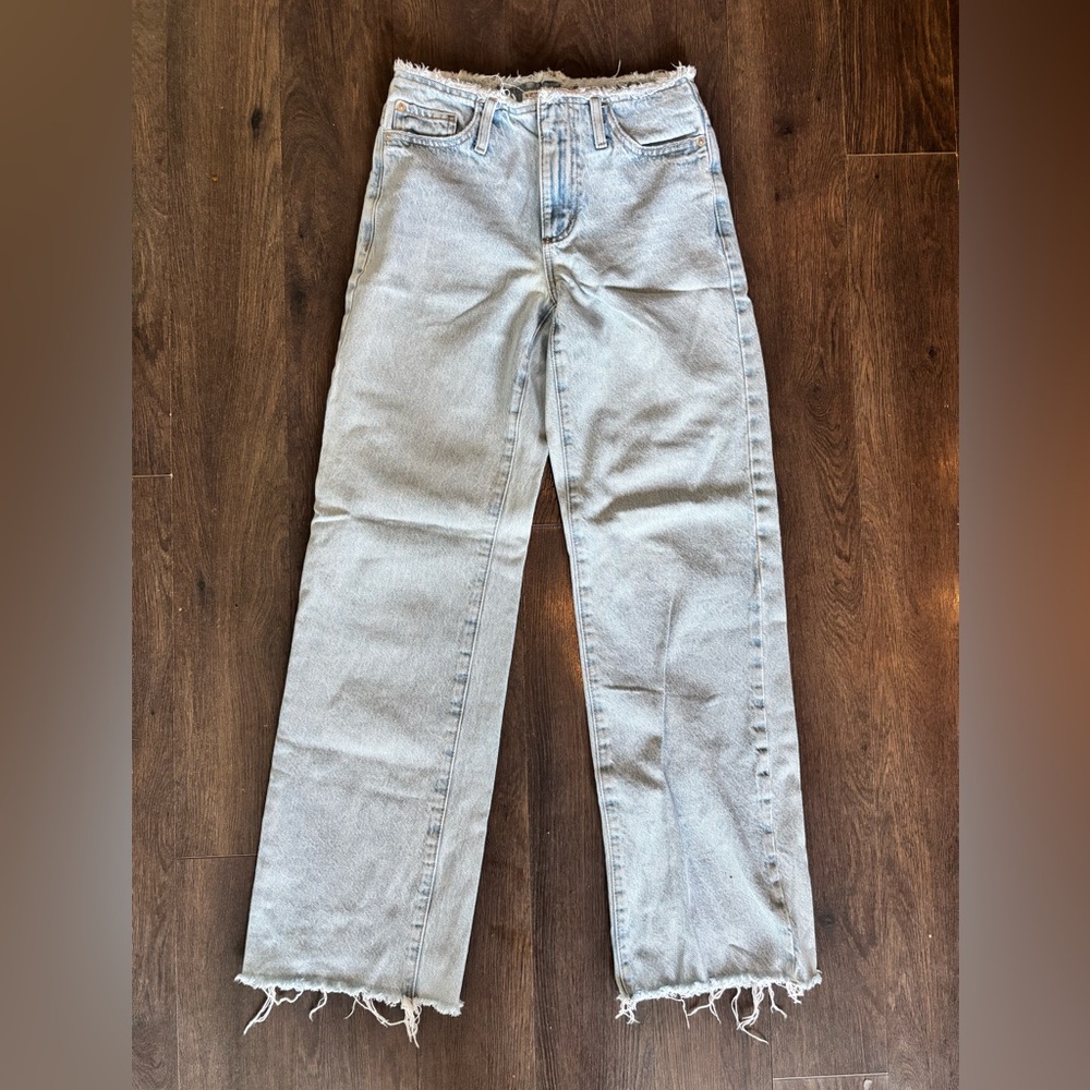 Garage Straight Leg Jeans With Cut Off Waist